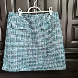LOFT Tweed Mini Skirt in Blue and White